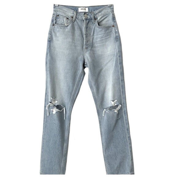 AGOLDE Jeans Women Size 23 Blue Organic Cotton Riley High Rise Straight Crop